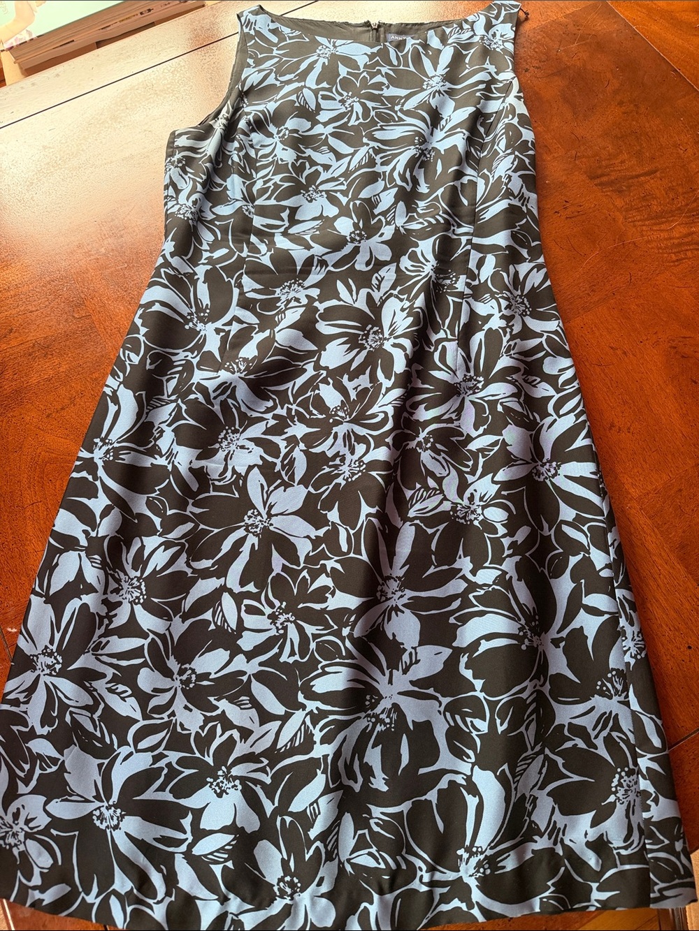 Ann Taylor Black and Light Blue Floral Mini Dress